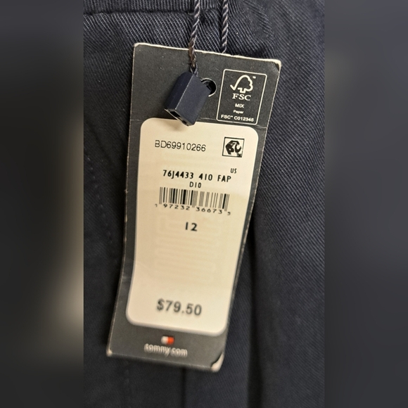 Tommy Hilfiger 12 Chino Pants High Waist Rise Straight Navy Blue Business Casual - Picture 4 of 8